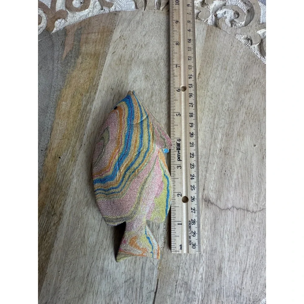 Multicolor Glitter Tropical Fish Ornament Coastal Nautical Sea Life‎ Decor 6.5in